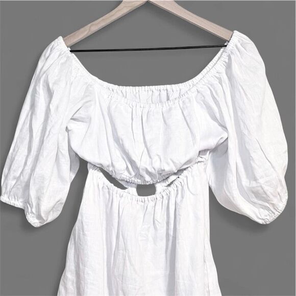 Faithfull The Brand Almero Mini Dress - Plain White Size 6 Boho Linen NWT - Picture 10 of 16